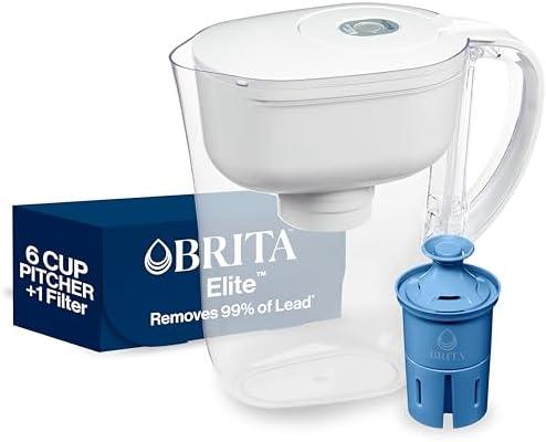 Brita Water Pitcher, Metro Elite Filter, Removes 99% of Lead, Includes 1 Filter, 6-Cup Capacity, White
