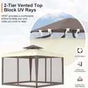 Patio Gazebo Tent Outdoor Canopy Shelter 10'x10' with Removable Netting,100 Square Feet of Shade for Garden, Backyard Deck and Lawns (Beige)