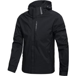 Men's Lightweight Waterproof Rain Jacket,Shell Hooded Outdoor Raincoat Hiking Windbreake jacket (Large)