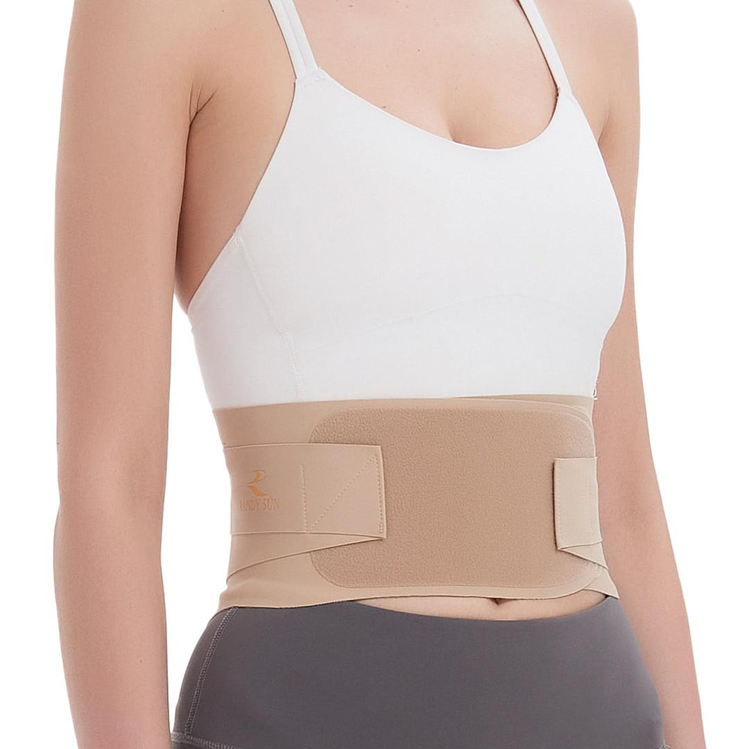 RANDY SUN Ultra Thin Back Brace for Women & Men, Invisible Lumbar Support Belt for Work & Travel, Breathable Posture Corrector for Mild Lower Back Pain Relief Under Clothing, Beige M/L(Waist:28"-31")