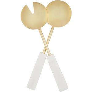 Mud Pie Gold Salad Servers Set; 11"