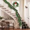 RECUTMS Artificial Pine Garland 5.9FT Pine Cypress Greenery Wreath Vine with Pinecones Faux Bushes Ivy Christma Winter Spring Holiday Fireplace Mantel Table Wall Porch Door Xmas Indoor Outdoor Decor