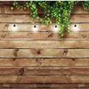 10X8FT Wood Backdrops Green Plant Light String Retro Wood Backdrop Photography Studio Props Birthday Party Decoration Photo Background DH-263