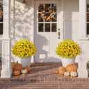 Fake Flowers Yellow Fall Flowers for Outdoors - 8 Bundles Artificial Mums UV Resistant for Home Garden Window Fall Decor