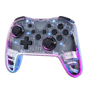 Twylyte Wireless Controller for Switch/Lite/OLED & PC/iOS/Android, RGB Backlight with 7 Colors, Adjustable Turbo & Vibration, One-Button Wake-Up, Ergonomic Design for Switch/PC/Mobile Gaming (Transparent White)