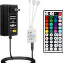 Yiliaw 44 Key IR Remote Controller Kit - Wireless Rectifier Control Box & DC 24V 3A Power Supply Adapter for RGB LED Strip Lights