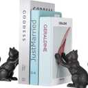 Cat Decorative Bookends, Cute Book Ends to Hold Books, Bookends for Shelves, Unique Cast Iron Book Stopper for Heavy Books, Cat Office Decor, 1 Pair/2 PCS