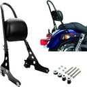 Detachable Rear Passenger Backrest Sissy Bar Seat Pad for Sportster for XL883C XL883R XLH883 XLH1200 2004-2022,for XL1200C XL1200S 1996-2000(Black)