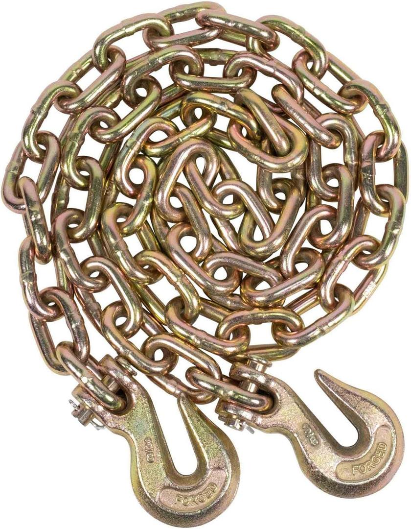 Mytee Products 3/8 Inch x 6 FT Grade 70 Binder Chain with Clevis Grab Hooks - G70 Transport Tow Chain - 6,600 Lbs Working Load Limit