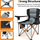 Camping Chairs, 2 Pack Oversized Heavy Duty Fully Padded Outdoor Folding Chairs with Cup Holder, Cooler Bag and Side Pocket, Support 400 LBS, Carry Bag Included, Versatile for Sports,Outdoors & Lawns