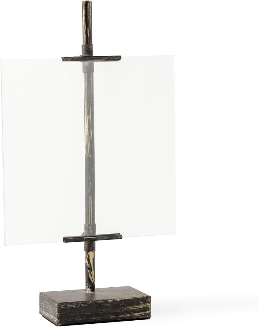 Tabletop Easel 11.8 in x 20.08 in Adjustable Metal Stand with Glass Floating Photo Frame, Rustic