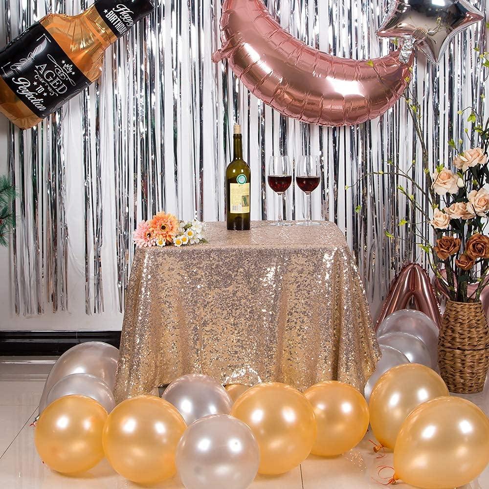 JYFLZQ Champagne Sequin Tablecloth - 50" x 50" Small Square Sparkly Glitter Metallic Table Cover Overlay, Perfect for Wedding, Birthday Party, Baby & Bridal Shower