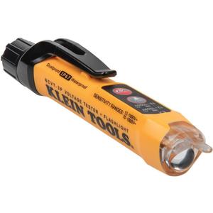 Klein Tools NCVT3P Dual Range Non Contact Voltage Tester, 12 - 1000V AC Pen, Flashlight, Audible and Flashing LED Alarms, Pocket Clip