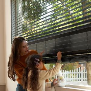 MR.DANCE 2" Cordless Faux Wood Blinds for Indoor Windows, Extra Wide Size, 54"W x 48"H