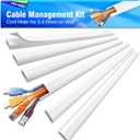 Delamu Cord Hider, Cord Covers for 3-4 Wires on Wall, Large Cable Hider Cable Management, Easy Set up Wire Hiders Wire Covers for Cords on Wall, TV Cables Cover Raceway, 6X W1.18 H0.67in, White