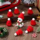 Amosfun 10Pcs Mini Knit Christmas Hat Small Santa Claus Cap Xmas Party Hat Ornament for Decoration Red