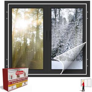 XFasten Window Insulation Kit Clear Plastic Window Covering, Window Insulation for Summer Heat Window Insulation Film for Heat and Cold- Includes Window Seal Tape 
 10 PCs Plastic Film: 62" x 42" Inch