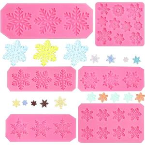 Snowflake Silicone Mold Winter Snowflake Fondant Chocolate Candy Baking Molds for Christmas Xmas Cake Cupcake Decoration Polymer Clay