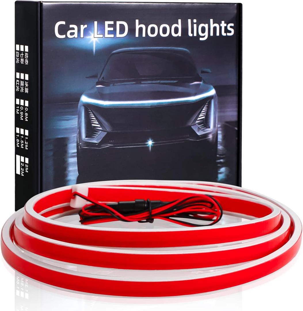 79 Inches Car Hood Light Strip,Dynamic Car LED Strip Light,Exterior Flexible Headlight Waterproof Daytime Running Light Strip for Cars,Trucks,SUVs(White Light)