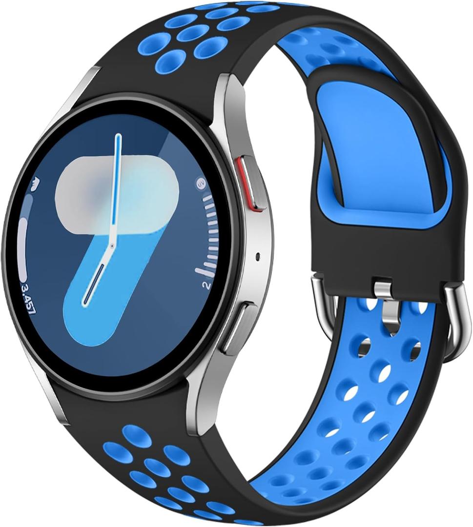 DaQin No Gap Sport Band Compatible with Samsung Galaxy Watch 7/6/5/4 Band 40mm 44m/Galaxy Watch FE/Watch 6 4 Classic 43mm 47mm 42mm 46mm/Watch 5 Pro 45mm, 20mm Soft Silicone Wristbands for Women Men