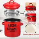 Bacon Grease Saver with Strainer Emptycolor 46oz Grease Container for Kitchen, Cooking Oil Bacon Fat Storage Can Jar with Stainless Steel Filter Farmhouse Style Grease Holder, Dishwasher Safe