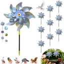 Bird Deterrents for Outside, Reflective Pinwheels for Yard and Garden Decor 10 Pack, Wind Spinners Outdoor Bird Deterrent Devices Windmills Bird Deterrent for Balcony, Patio, Farm, Orchard(Silver-Dot)