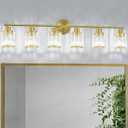 Modern Gold Crystal Bathroom Light Fixtures,6-Light