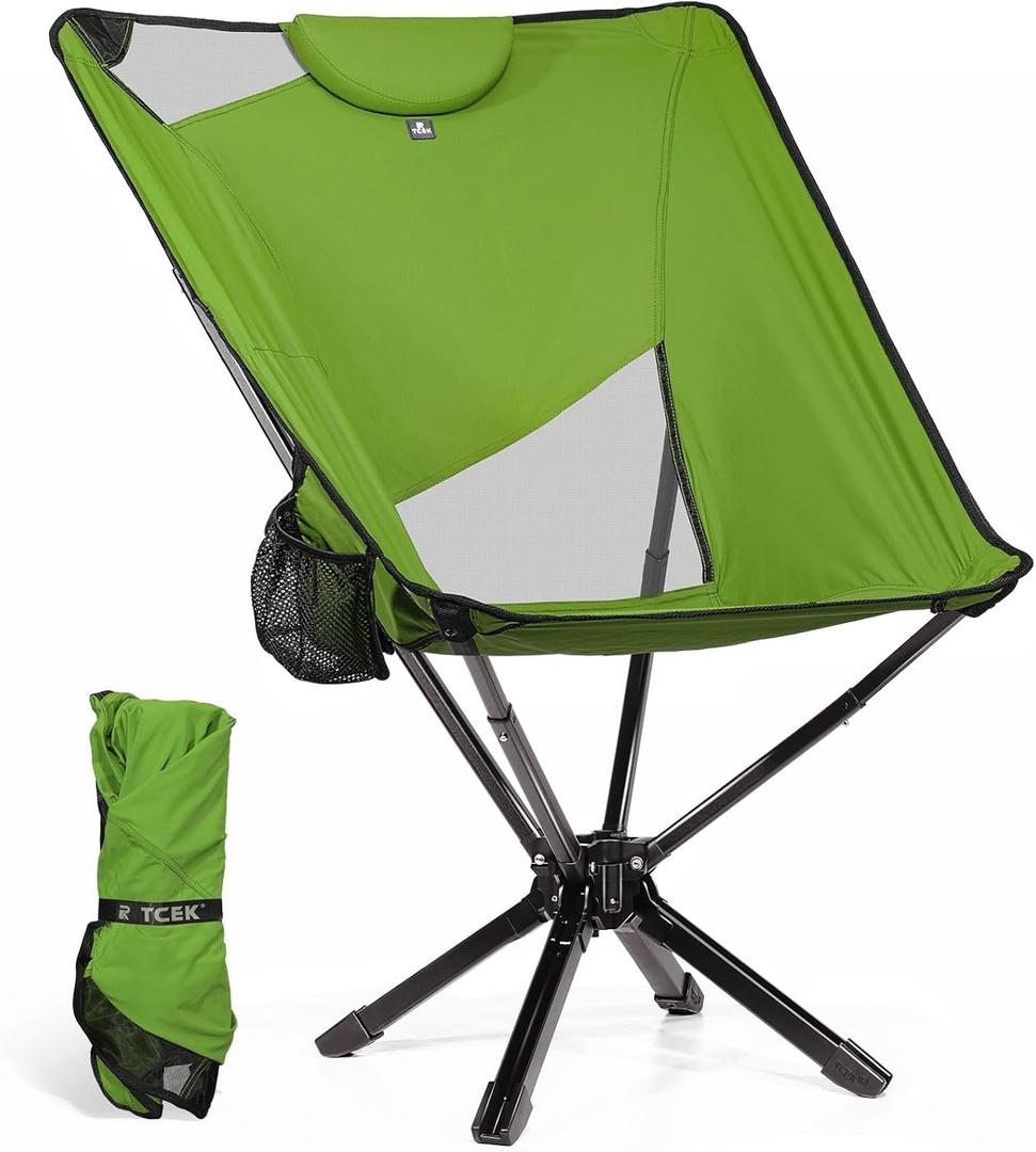 Portable High Back Camping Chair with Adjustable Height, Small Compact Outdoor Folding Chair for Adults Travel, Riselite Collapsible Lightweight Packable Camp Chairs, Easy Carry and Quick Setup (28.7"D x 30.5"W x 40.6"H, Green)