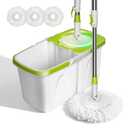 Spin Mop and Bucket, Masthome Mop and Bucket Set with Wringer. 4L Detachable Bucket Small, Separate Clean and Dirty Water, Adjustable 50" Handle, 3 Microfiber Pads for Wet/Dry Hardwood Tile Floor Cleaning