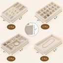 Elsjoy 8 Pack Velvet Jewelry Trays, Stackable Jewelry Organizer Trays for Drawers, Beige Jewelry Storage and Display Tray Inserts for Necklaces, Rings, Earrings