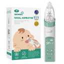 GROWNSY Nasal Aspirator for Baby, Electric Nose Aspirator for Toddler, Baby Nose Sucker, Automatic Nose Cleaner with 3 Silicone Tips, Adjustable Suctions, Music and Light Soothing Function (Green)