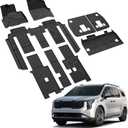LASFIT Floor Mats & Backrest Mats & Cargo Mat for Kia Carnival Hybrid 8 Seats 2026 2025 (Only Fit Hybrid), All Weather TPE Custom Fit Floor Liners Full Set Car Mats Trunk Mat Accessoires, Black