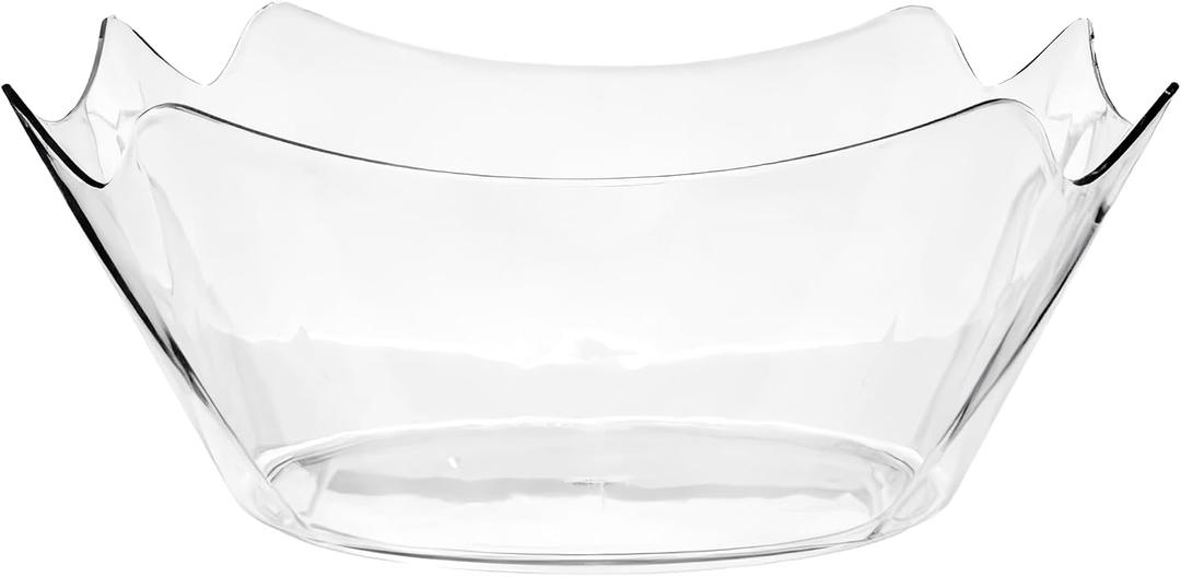 Crystalware Clear Plastic Flower Bowl - 12'', 1 Piece - Ideal for Parties & Home Use