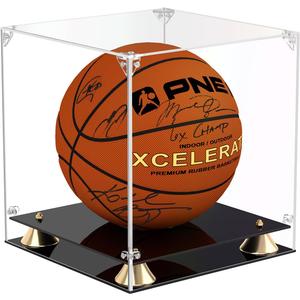 Basketball Display Case, Clear Acrylic Full Size Basketball Case Display with Double Layer Base, Assemble Soccer Showcase, Ball Holder Stand Box Protector for NBA WNBA Signed Ball Memorabilia, Basketball Case, 11x11x12 inch