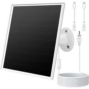 6W Solar Panel Charger for Outdoor Security Cameras. Micro USB/USB - C/DC (35 * 135) Fits Eufy/Wyze/Ring Camera, 9.8ft Cable,Waterproof Stabilization System for Battery Protection Fast Charging