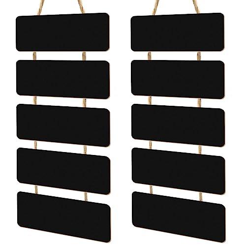 Double Sided Hanging Chalkboard Signs Wooden Erasable Message Board Rustic Chalkboard Hanging Signs Rectangle Message Memo Display with Rope for Wedding Bar Restaurant Kitchen Wall(2 Set)