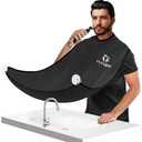 Beard Bib Beard Apron, Beard Bib Hair Catcher for Men Shaving, Non-Stick Beard Bib Apron for Men with Strong Suction Cups, Gifts for Men Husband, Grooming Kit for Men - Black