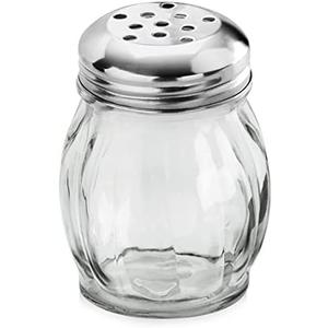 New Star Foodservice 22377 Glass Swirl Cheese & Crushed Red Pepper Shaker with Stainless Steel Perforated Top, 6-Ounce, Set of 12