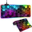 XL RGB Gaming Mouse Pad with 14 Light Modes - Light Up Gamer Mouse Pad,31.5 x 11.8in Non-Slip Honeycomb Style Led Large Gamer Mousepad, Black Long Glowing Gaming Accessories for Desk, Waterproof