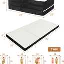 Foldable Mattress Twin, Memory Foam Tri Fold Mattress with Removable Washable Cover, 4 inch Folding Floor Mattresses Sleeping Pad for Guest, RV, Travel, Camping, White, 75"x38"x4"