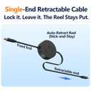 AGVEE 1.6ft Fixed / 3.3ft Extend USB-C to C Charger Cable Mountable One Way Retractable 60W Fast Charging Cord, Pocket-Sized for iPhone 17 16 15, Samsung, Android, Desk Organizer, Black