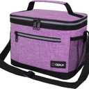 opux Insulated Lunch Box Men Women, Lunch Bag for Work School, Leakproof Soft Cooler Tote Adult, Large Lunch Pail Kids Boys Girls, Picnic Beach Food Bag with Shoulder Strap, Purple (Medium - 8L)