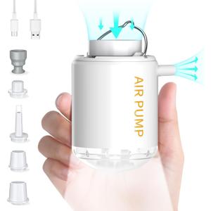 Portable Air Pump for Inflatables, Eagerey 2000mAh USB C Rechargeable Tiny Air Pump with Camping Light Ultra-Mini Air Mattress Pump for Pool Floats Sleeping Pad Swimming Ring Vacuum Storage Bag