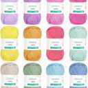 Katech 1OO% Cotton Yarn for Crocheting & Knitting–12-Color of 137 Yards/1.76 oz Baby Cotton Yarn Sport Weight CYC #2-Soft & Breathable-Ideal for Dishcloths, Baby Clothes, Potholders