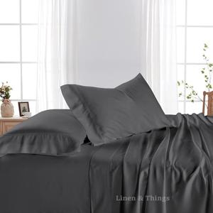 4 Piece Sheet Set, California Queen Size (60" X 84") Inch, Dark Grey Solid - 12" Inch Deep Pocket, 800 Thread Count Egyptian Cotton Sheets