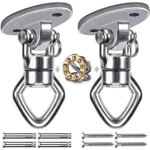 BeneLabel 2Pack Swing Hanger with Bearing Swivel 800LB Capacity Stainless Steel Aerial Silks Ceiling Mount Bracket Hammock Hardware for Swings, Hanging Chair, Aerial Hoop, Heavy Bag, Yoga Swing