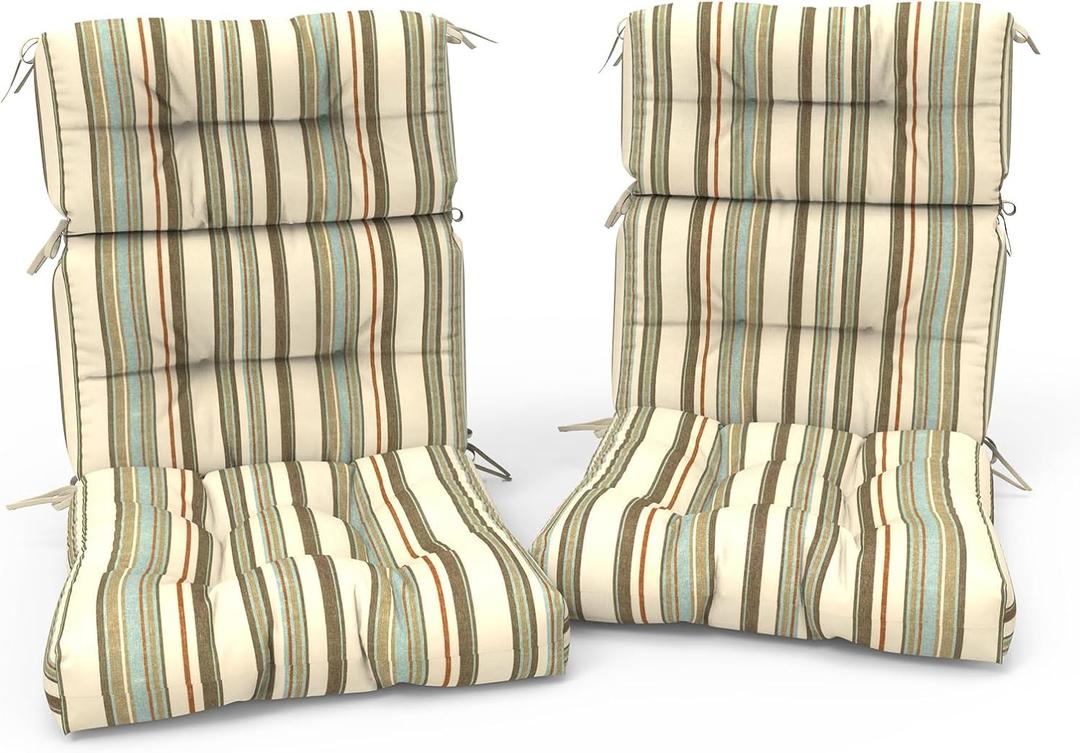 Outdoor High Back Patio Chair Cushions, Tufted Rocking Chair Cushions, Adirondack Cushions for Garden Porch Home Chairs Use, 44 x 22 x 4, 2 Pack,Stripe Onyx