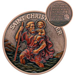 St. Christopher Guardian Challenge Coin - The Guardian Coin for Safe Travels - A Faithful Gift for Safe Car Journeys - Christian Challenge Coin with Traveler's Prayer