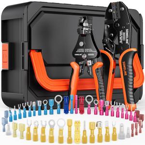 SOMELINE Heat Shrink Connector Crimping Tool Kit  48 Assorted Sizes (22-10 AWG) Marine-Grade Heat Shrink Terminals, Crimp Pliers & Wire Stripper  for Automotive, Marine & Electrical Panels