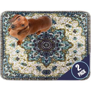 PUPIBOO Washable Pee Pads for Dogs and Cats - Super Absorbent Reusable Puppy Training Pads - 100% Waterproof, Leak-Proof & Non-Slip Whelping Pads for Pet Housebreaking (36x41 (Pack of 2), Green Medallion)